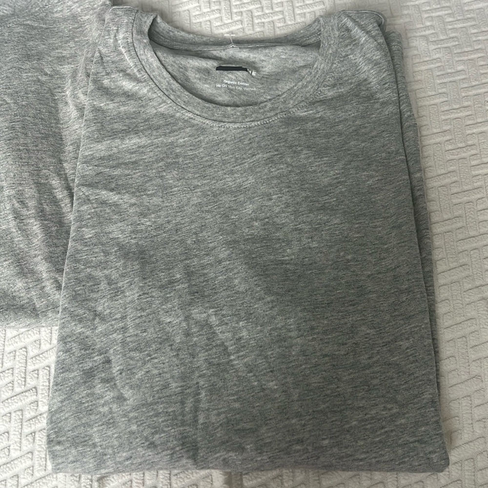2 Everlane Slim Fit Crewneck Gray Short Sleeve Organic Cotton Tees, new - Picture 3 of 7